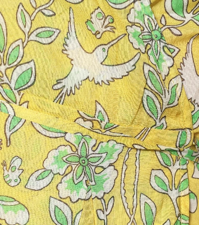Shop Rhode Rosie Floral Cotton Wrap Dress In Yellow