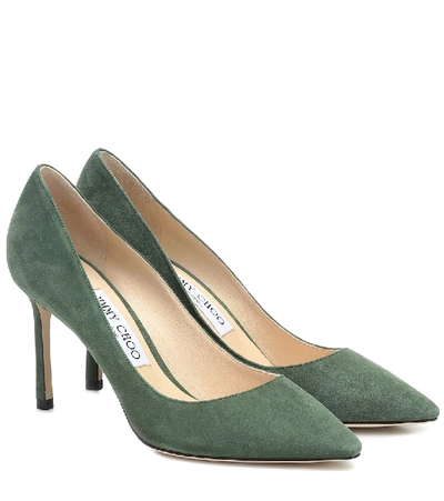 Shop Jimmy Choo Romy 85 Suede Pumps In Green