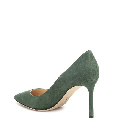 Shop Jimmy Choo Romy 85 Suede Pumps In Green