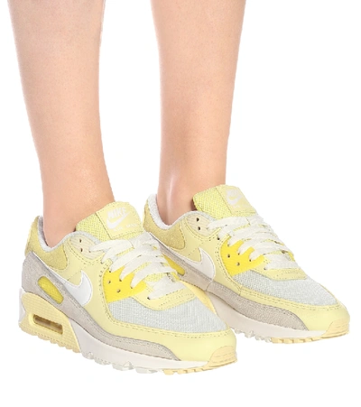 Shop Nike Air Max 90 Leather Sneakers In Yellow
