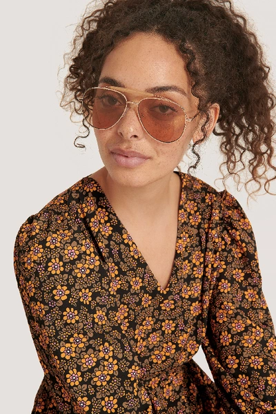 Shop Mango Maddy Sunglasses - Gold In Light Beige