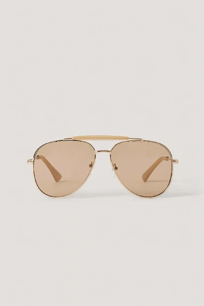 Shop Mango Maddy Sunglasses - Gold In Light Beige