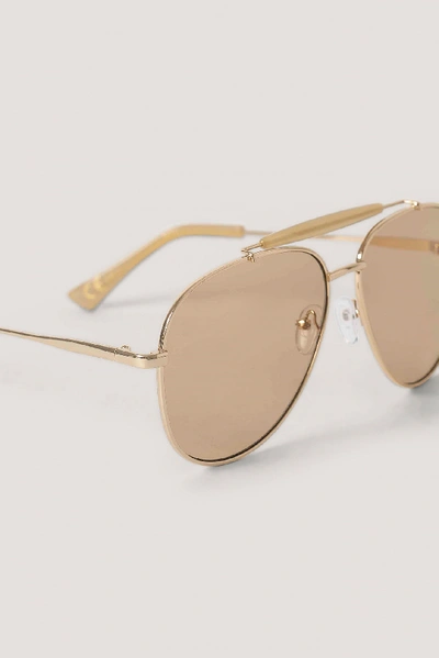 Shop Mango Maddy Sunglasses - Gold In Light Beige