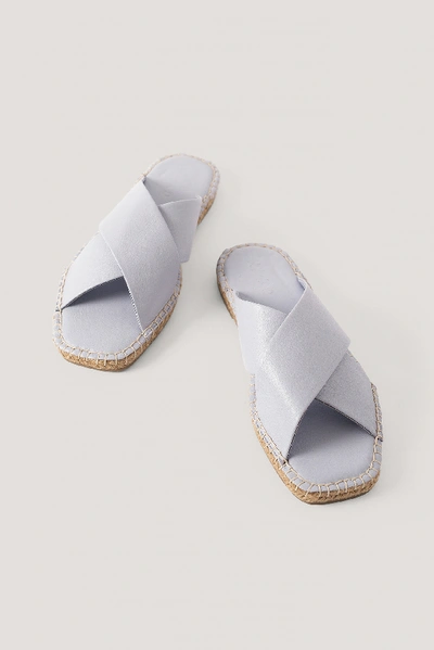 Shop Na-kd Leather Crossed Slippers Purple In Lilac