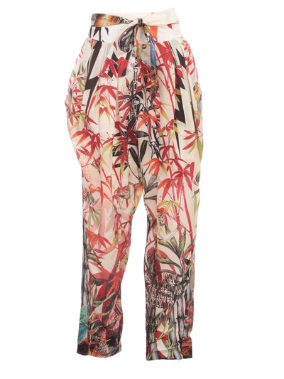 Shop Dsquared2 Pants Silk Twill Monkey Printing In S Multi