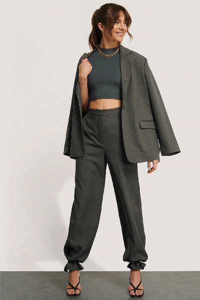 Shop Monica Geuze X Na-kd Mid Sleeve Jersey Top - Grey