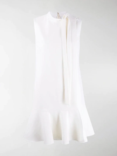 Shop Valentino Tie Neck Shift Dress In White