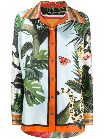Shop Dolce & Gabbana Animal-print Shirt In Green
