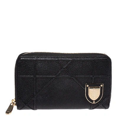 Pre-owned Dior Ama Zip Around Wallet In Black