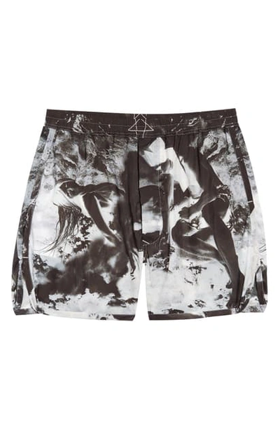 Shop Rick Owens Drkshdw Photo Print Nylon Dolphin Boxers In Black/ White