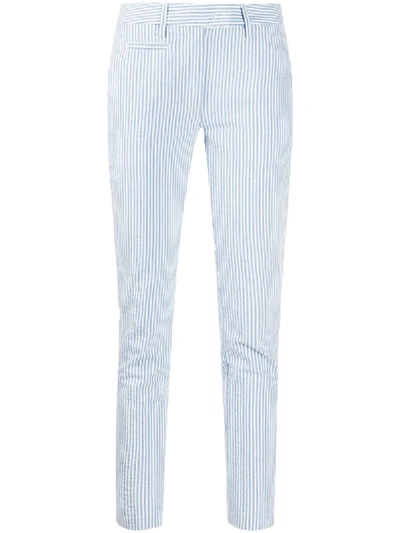 Shop Dondup Striped Slim-fit Trousers In Blue