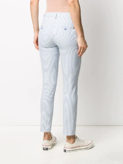 Shop Dondup Striped Slim-fit Trousers In Blue