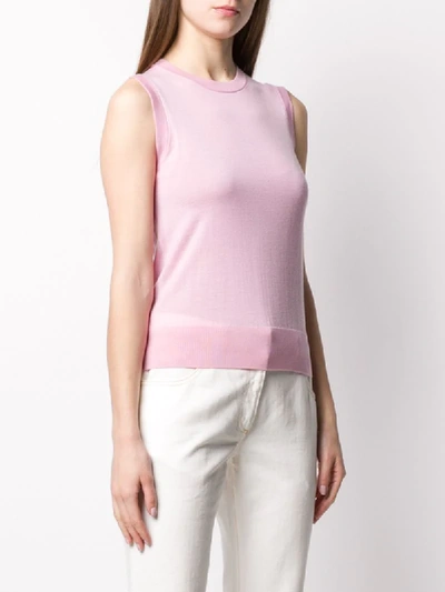 Shop Dolce & Gabbana Knitted Cashmere Vest Top In Pink