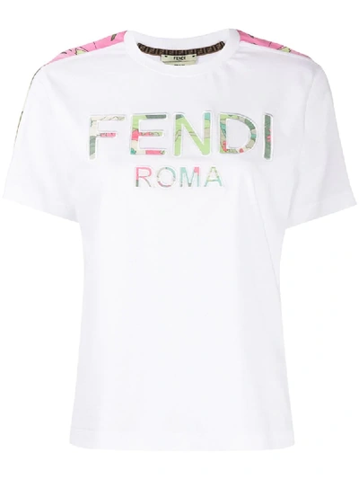 Shop Fendi T-shirt Mit Blumen-print In Black