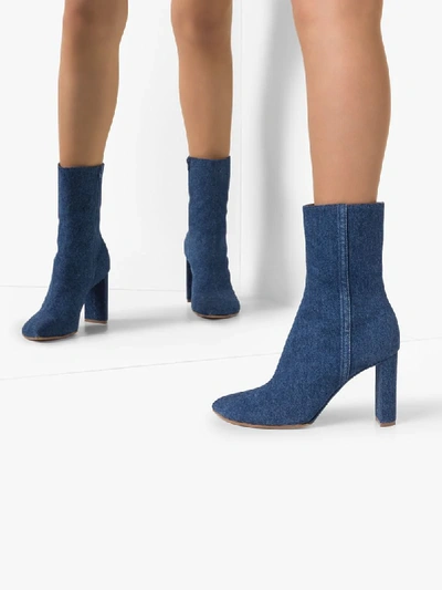 Shop Y/project 100mm Denim Ankle Boots In Blue