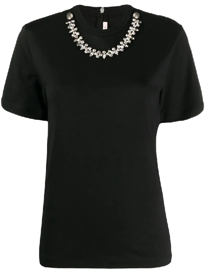 Shop Christopher Kane Crystal-embellished T-shirt In Black