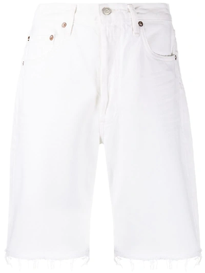 Shop Agolde Oversized Denim Shorts In White