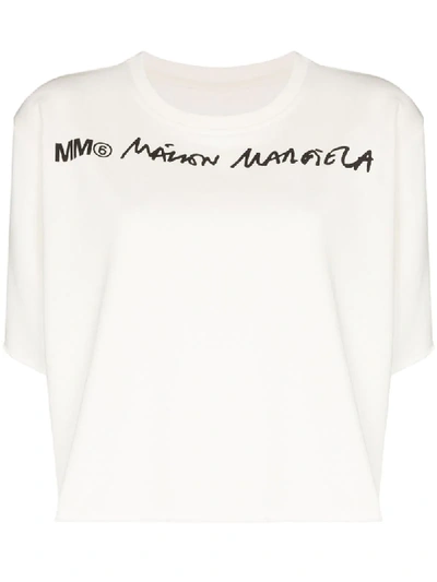 Shop Mm6 Maison Margiela Printed Logo T-shirt In White