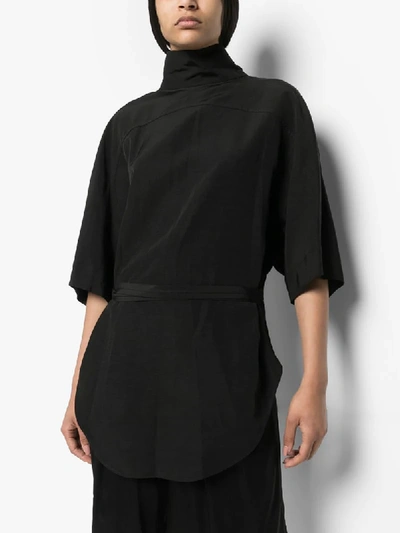 Shop Jil Sander Mako Tie-back Blouse In Black