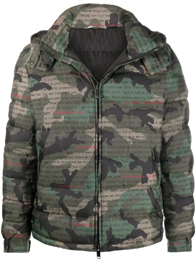 Shop Valentino Poetry Camouflage Puffer Jacket In Green