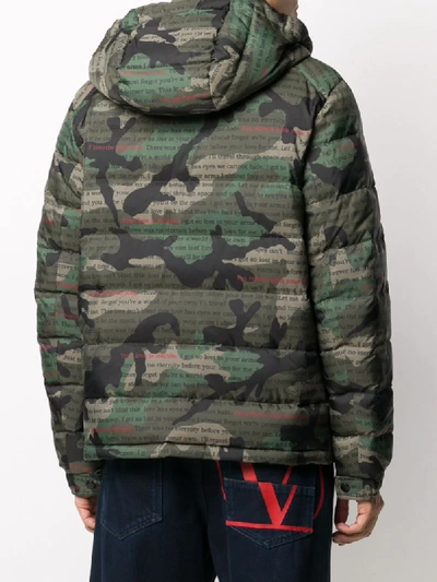 Shop Valentino Poetry Camouflage Puffer Jacket In Green