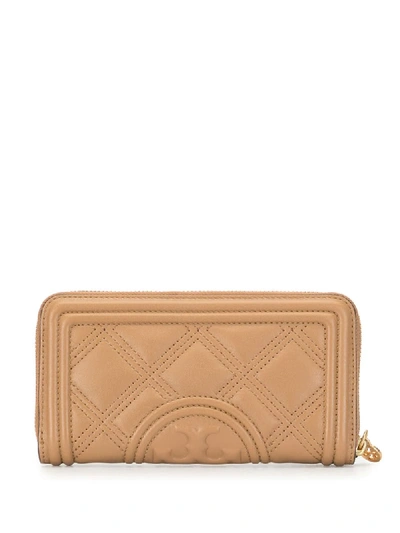 Shop Tory Burch Fleming Quilted Continental Wallet In Brown