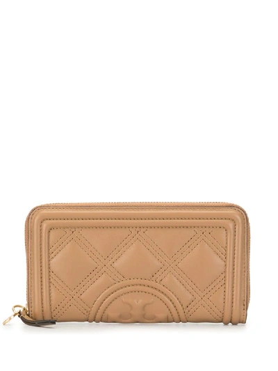 Shop Tory Burch Fleming Quilted Continental Wallet In Brown