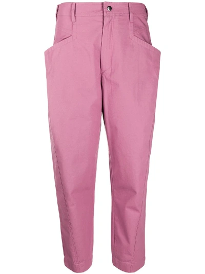 Shop Isabel Marant Cropped Tapered Trousers In Purple