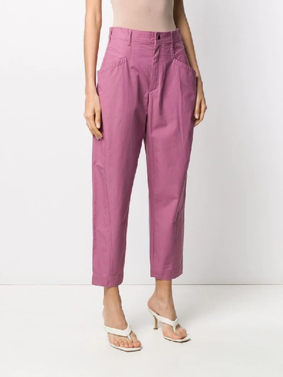 Shop Isabel Marant Cropped Tapered Trousers In Purple