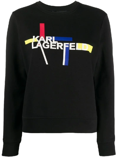 Shop Karl Lagerfeld Printed Logo Sweatshirt In Black