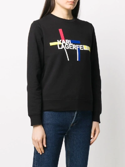 Shop Karl Lagerfeld Printed Logo Sweatshirt In Black
