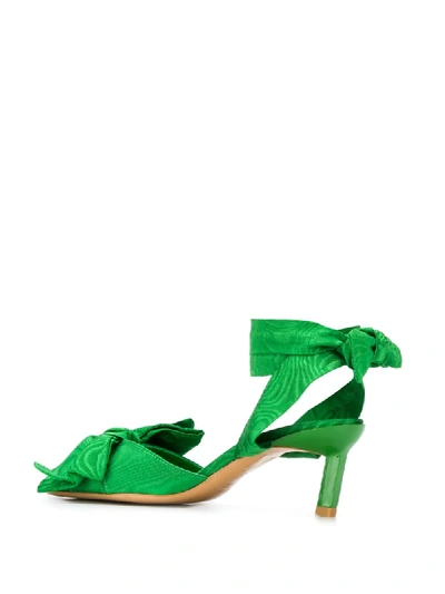 Shop Ganni Wrap Tie Sandals In Green