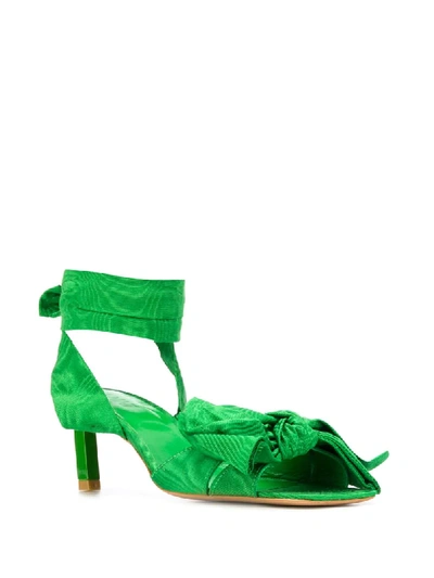 Shop Ganni Wrap Tie Sandals In Green