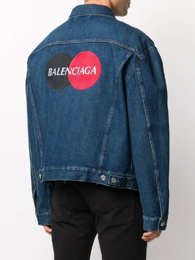 Shop Balenciaga Uniform Logo Jacket In Blue