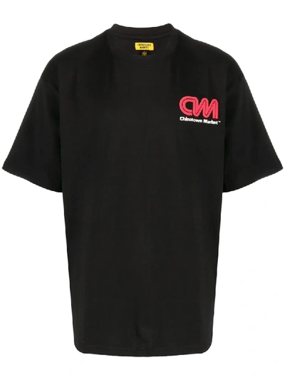 Shop Chinatown Market Logo Printed Cotton T-shirt In Black