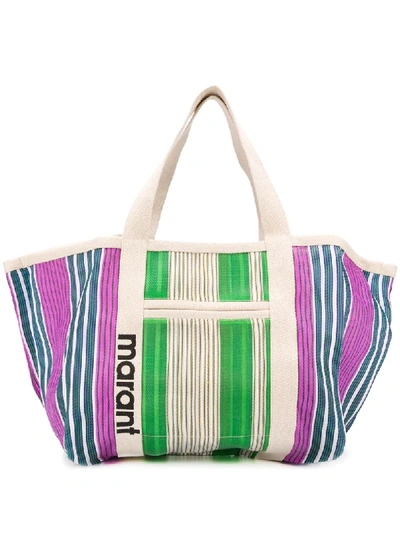 Shop Isabel Marant Striped Tote Bag In Purple