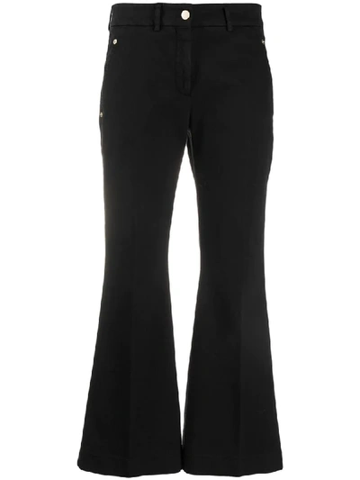 Shop Incotex Cropped Flared Trousers In Black