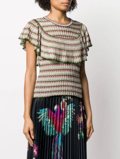 Shop Red Valentino Draped Metallic Thread T-shirt In Green