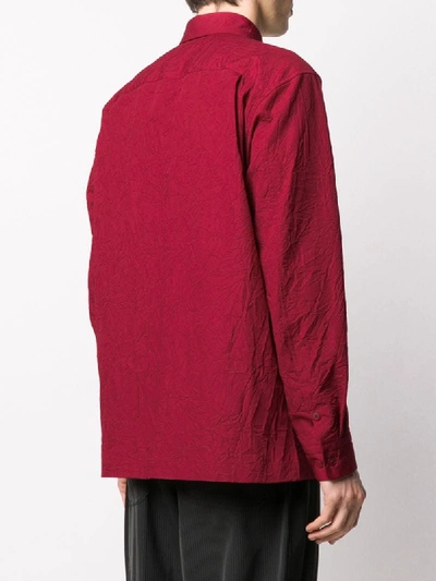 Shop Issey Miyake Crinkled Long Sleeved Shirt In Red
