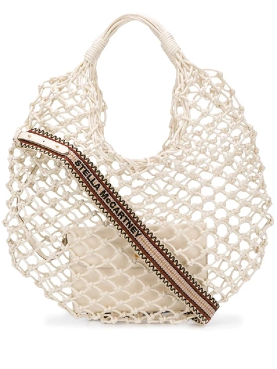 Shop Stella Mccartney Knotted Net Tote Bag In White