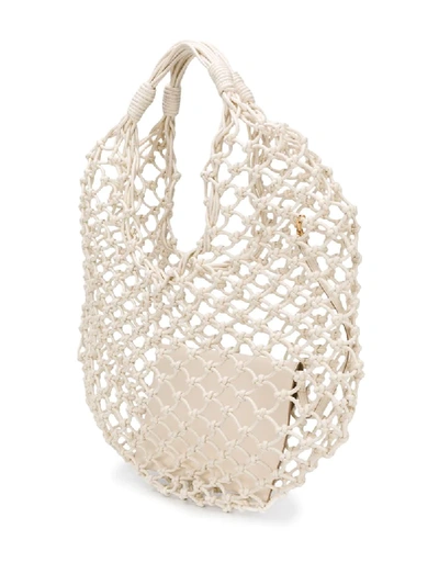 Shop Stella Mccartney Knotted Net Tote Bag In White