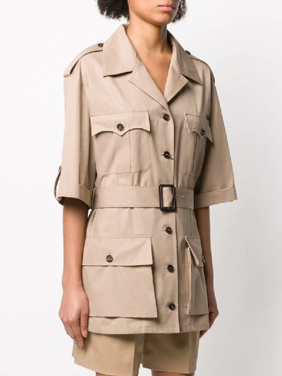 Shop Dolce & Gabbana Belted Military Jacket In Neutrals