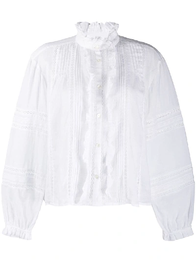 Shop Isabel Marant Étoile Valda Ruffle-trimmed Cotton Shirt In White
