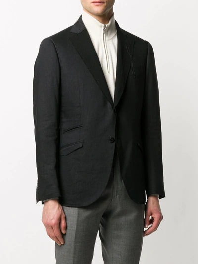 Shop Maurizio Miri Long Sleeve Contrast Lapel Blazer In Black