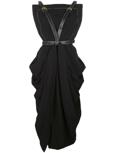 Shop Proenza Schouler Bondage Draped Midi Dress In Black