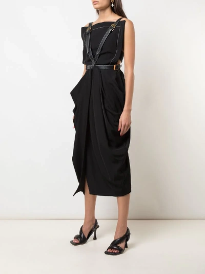 Shop Proenza Schouler Bondage Draped Midi Dress In Black