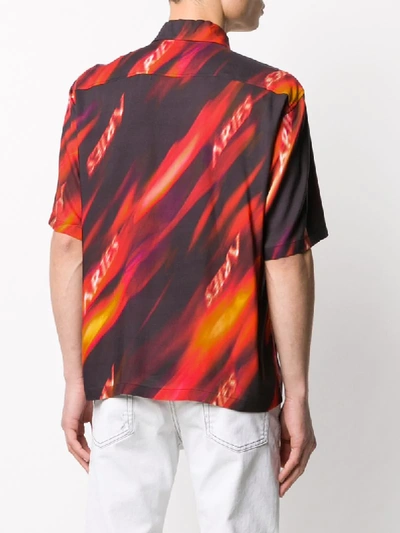 Shop Aries Flame-print Short Sleeved Shirt In Black