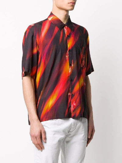 Shop Aries Flame-print Short Sleeved Shirt In Black