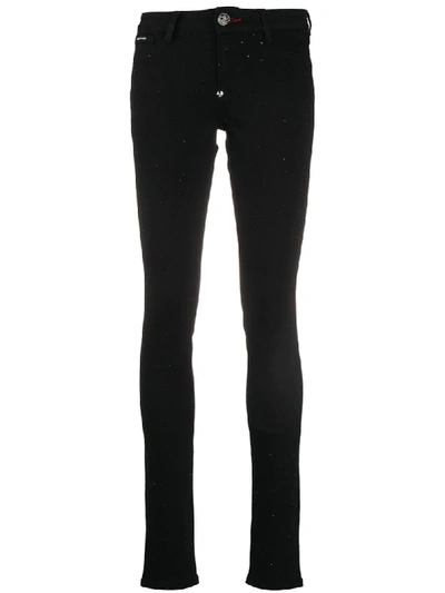 Shop Philipp Plein Denim Mid Rise Skinny Jeans In Black