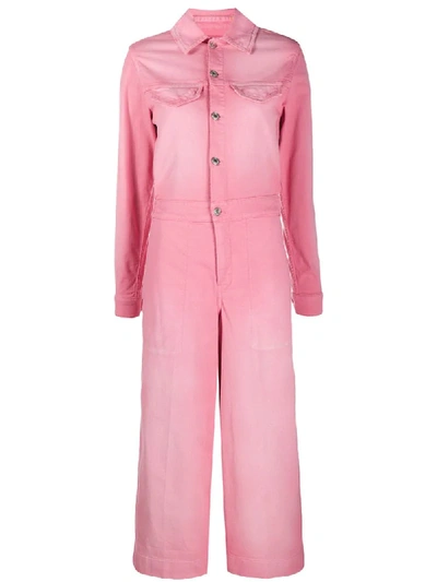 Shop Kenzo Logo Faded-effect Jumpsuit In Pink